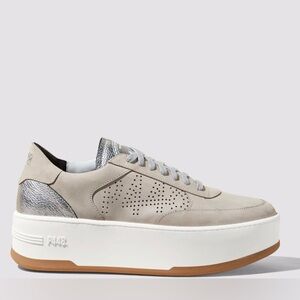 P448 Women's Beige and Silver Platform Sneakers